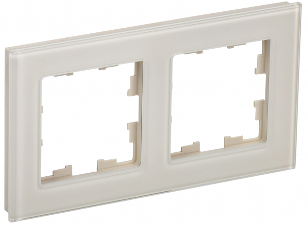 IEK BRITE DECOR  Ванильный глянец стекло Рамка 2-м РУ-2-2-БрВа