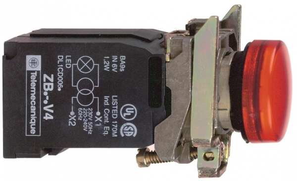 Schneider Electric Лампа сигнальная, красная, 22мм, LED, 400 VAC, с трансформатором питания