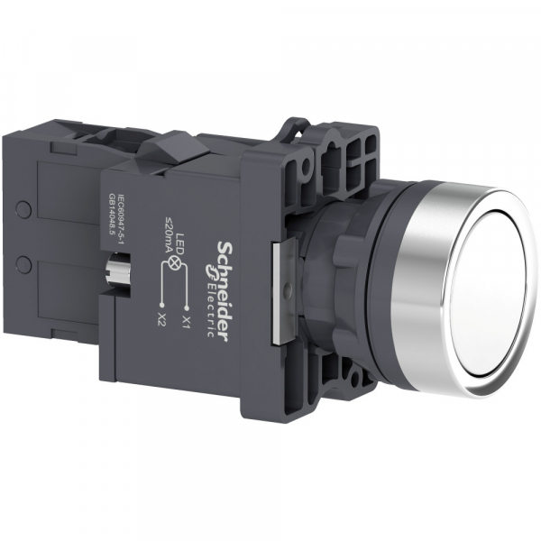 Schneider Electric Кнопка с подсветкой LED, 220В,белая,1НO