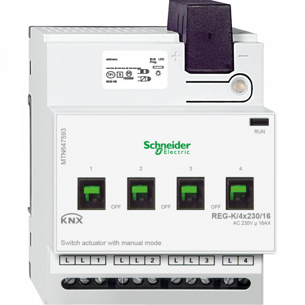 Schneider Electric Merten KNX Актор 4-канальный 230V 16А возможность ручного управления DIN-рейка