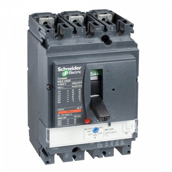 Schneider Electric Compact NSX Автомат защиты двигателя 3P встраиваемый стационарный 150А 220В 50кА с магнитным расцепителем Compact NSX