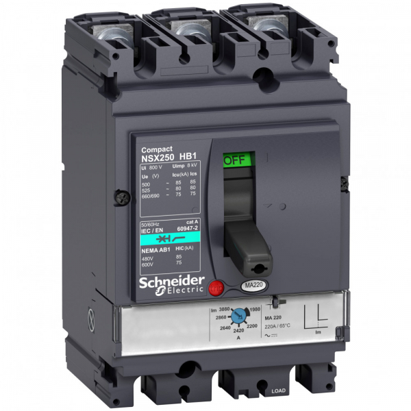 Schneider Electric Compact NS630 3P Выключатель MA25 NSX100HB1 (75кА при 690B)
