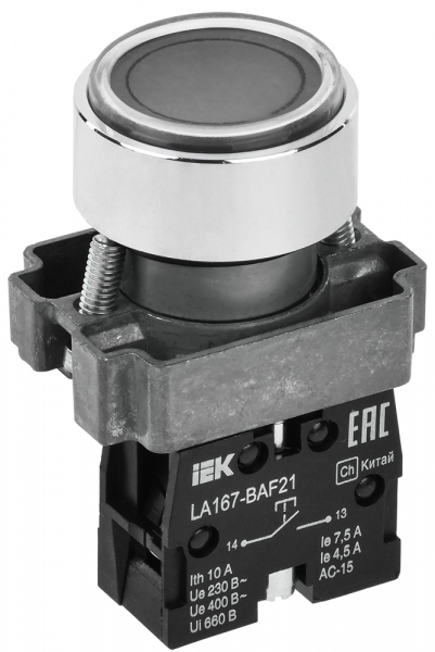 IEK Кнопка LA167-BAF21 d=22мм 1з черная