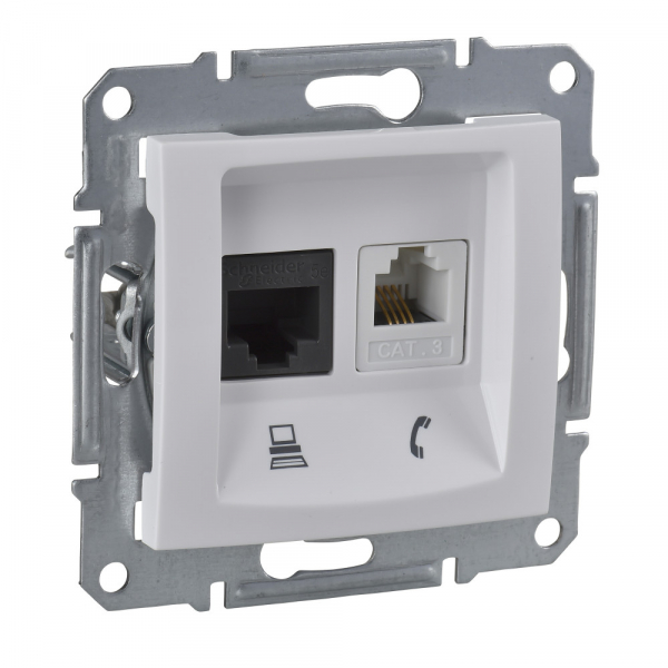 Schneider Electric Sedna Бел Розетка 2-ая ТЛФ + компьютерная кат.5е UTP (RJ11+RJ45)