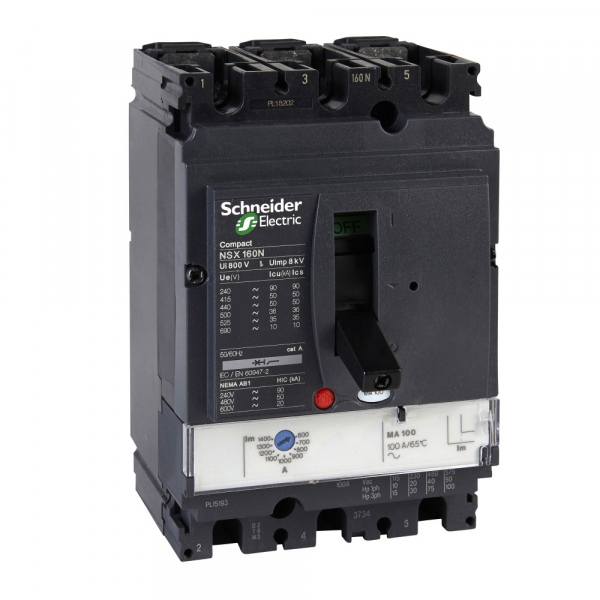 Schneider Electric Compact NSX Автомат защиты двигателя 3P встраиваемый стационарный 100А 220В 70кА с магнитным расцепителем Compact NSX
