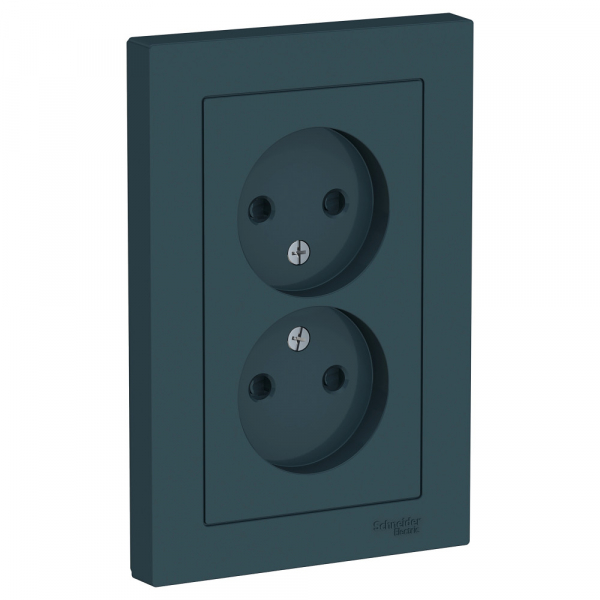 Systeme Electric AtlasDesign Изумруд Розетка б/з двойная, со шторками,16А, в сборе