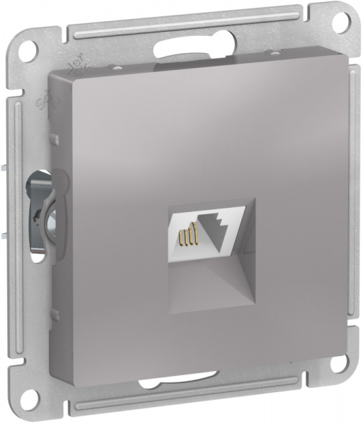 Systeme Electric AtlasDesign Алюминий Розетка телефонная RJ11, механизм