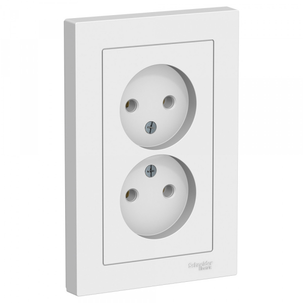Systeme Electric AtlasDesign Бел Розетка б/з двойная, 16А, в сборе