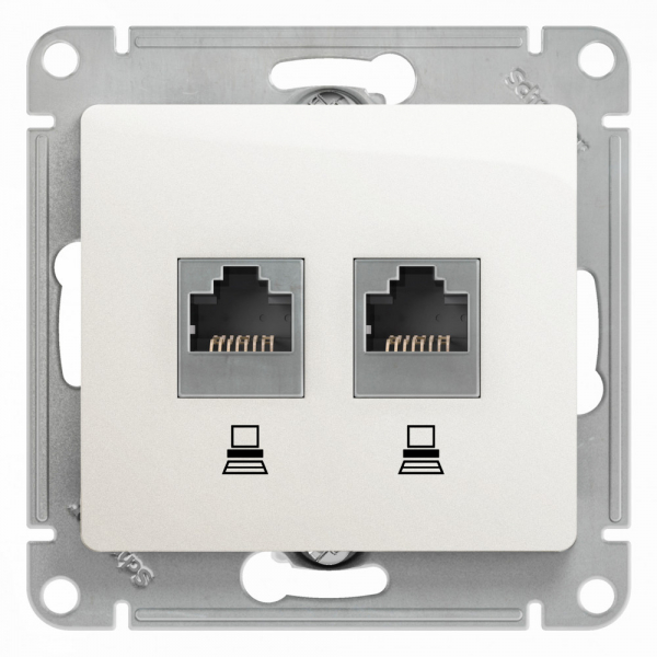 Systeme Electric Glossa Перламутр Розетка 2-ая компьютерная RJ45+RJ45, кат.5E