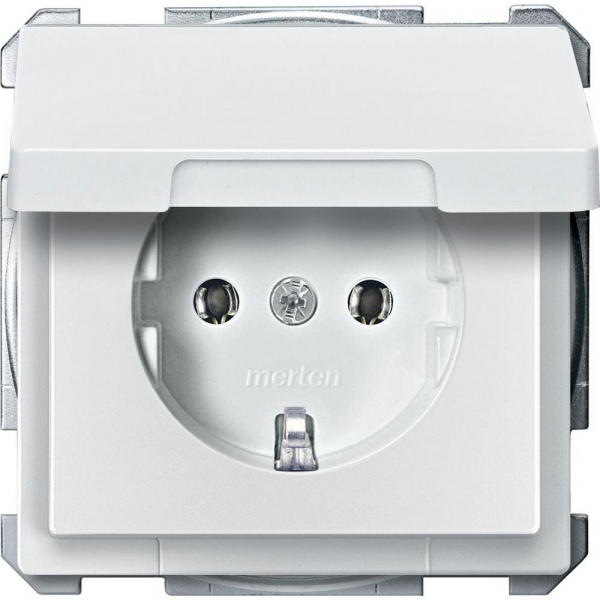 Schneider Electric Merten SD QuickFlex Бел Розетка с/з с крышкой (термопласт) безвинт. зажим