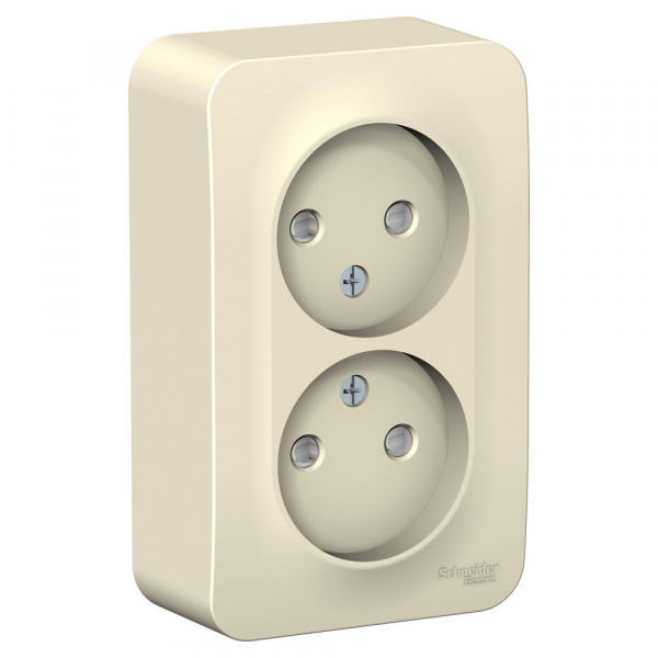 Systeme Electric Blanca наруж Молочная Розетка 2-ая б/з со шторками 16А, 250В, изолир. пластина