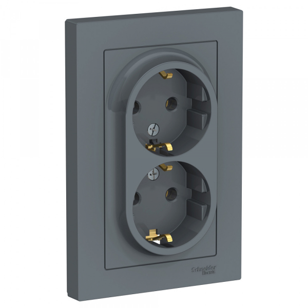 Systeme Electric AtlasDesign Грифель Розетка с/з двойная, 16А, в сборе