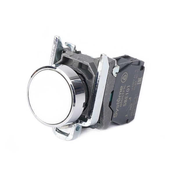 Systeme Electric Кнопка SB4 в сборе модульная 22мм белая с возвратом металл 1НО