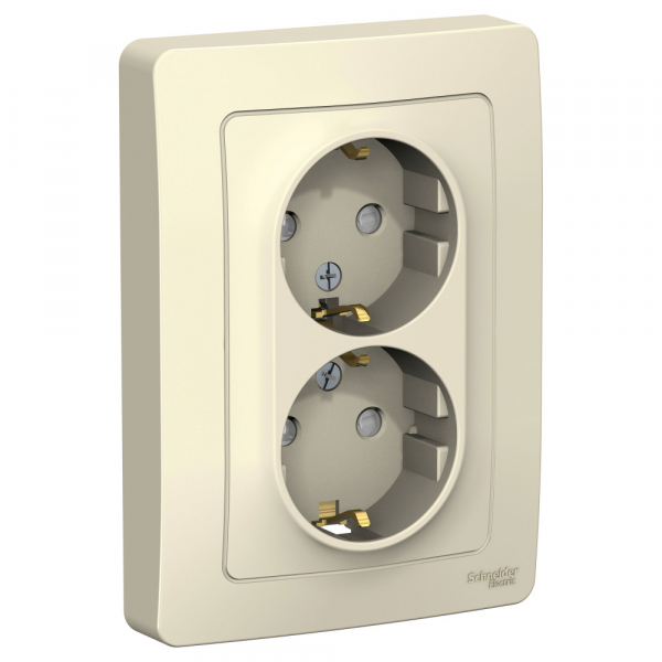 Systeme Electric Blanca внутр Молочная Розетка 2-ая с/з со шторками, 16А, 250В