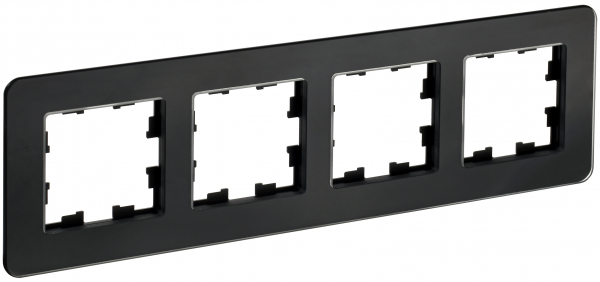 IEK BRITE DECOR  Черный матовый стекло скругл.угол Рамка 4-м РУ-4-2-Бр RE