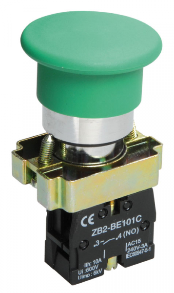 IEK LAY5 Кнопка управления LAY5-BC31Грибок без подсветки зеленая 1з
