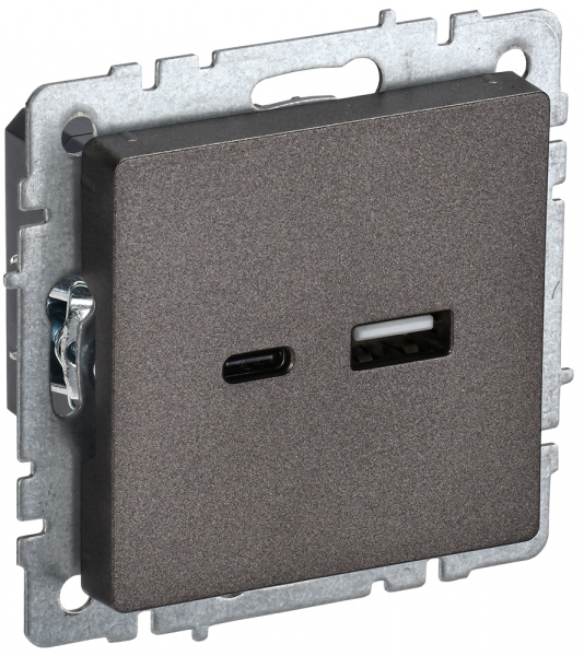 IEK BRITE BASE Темн.бронза Розетка USB A+C 18Вт РЮ11-1-БрТБ