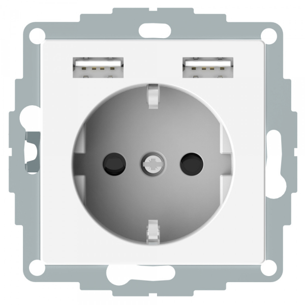 Schneider Electric Merten SM Бел Розетка Schuko с 2 USB c зарядным устройством 2,4 A
