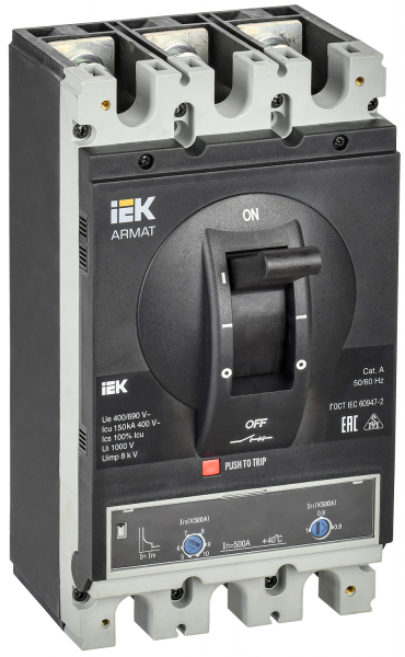 IEK ARMAT Автоматический выключатель в литом корпусе 3P I 150кА 500А ТМ рег.