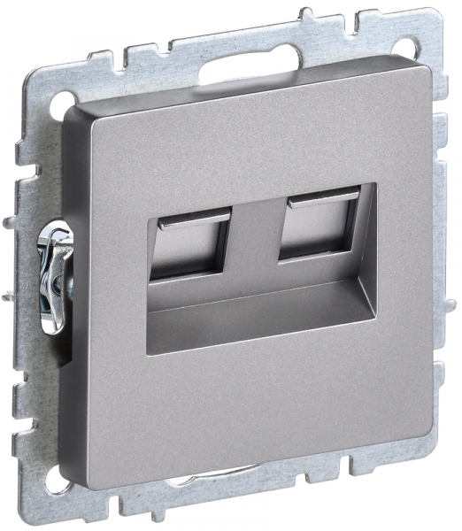 IEK BRITE BASE Сталь Розетка двойная RJ11+RJ45 кат.5E РК/Т12-БрС