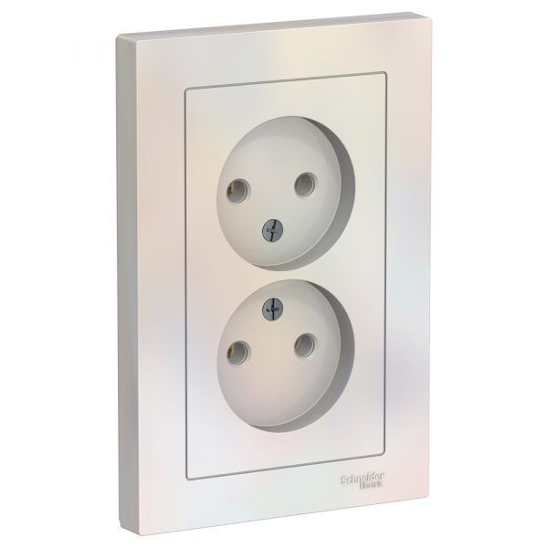 Systeme Electric AtlasDesign Жемчуг Розетка б/з двойная, 16А, в сборе