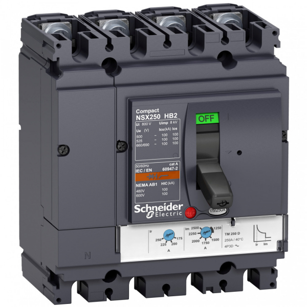 Schneider Electric Compact NS630 4P Выключатель TM250D NSX250HB2 (100кА при 690B)
