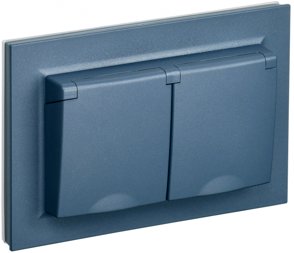 IEK BRITE Маренго Розетка 2-я с кр. 16А в сборе IP44 РСбш12-3-44-БрМ