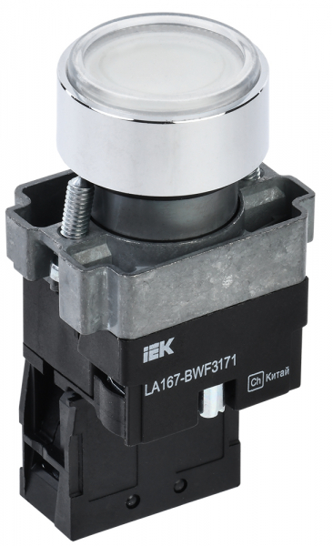 IEK Кнопка LA167-BWF3171 d=22мм RC 1з с подсветкой белая