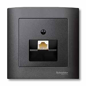 Schneider Electric Merten SM Антрацит Накладка розетки ТЛФ/комп 1-ой наклонной