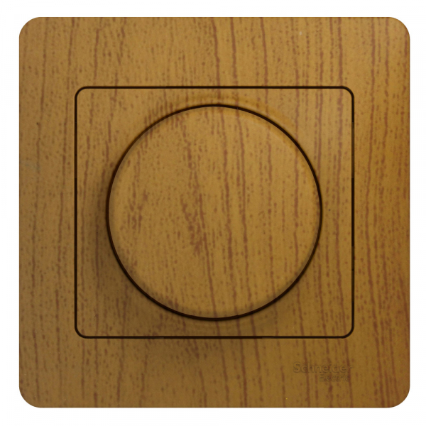 Systeme Electric Glossa Дерево Дуб Светорегулятор (диммер) поворотный, 300Вт (в сборе с рамкой)