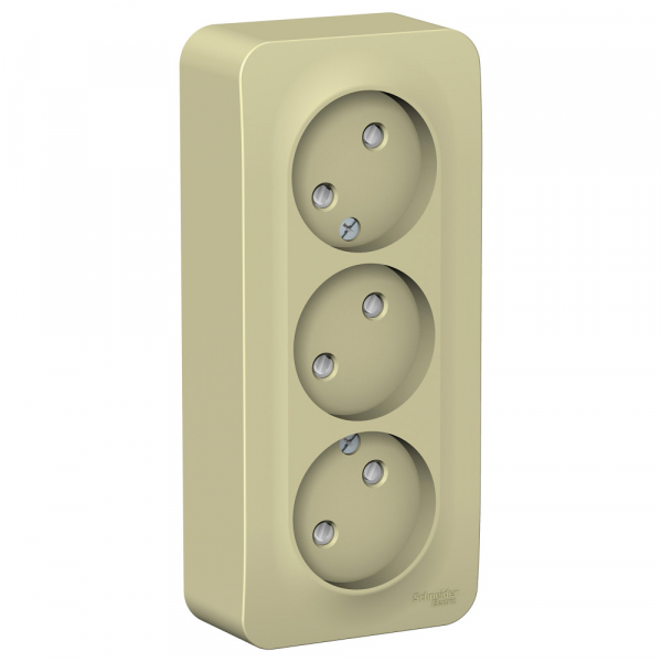Systeme Electric Blanca наруж Беж Розетка 3-ая б/з со шторками, изолир. пластина 16А, 250В