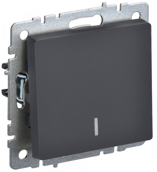 IEK BRITE BASE Графит Выключ. 1-кл. прох. с инд. 10А ВС10-1-7-БрГ