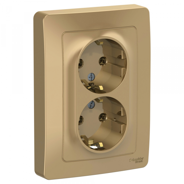 Systeme Electric Blanca внутр Титан Розетка 2-ая с/з без шторок, 16А, 250В