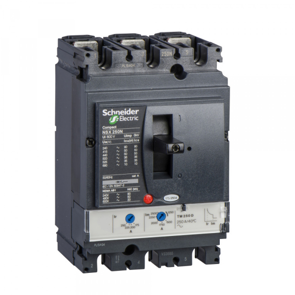 Schneider Electric Compact NSX Силовой Автоматический выключатель 3P Iu=125А диапазон уставки тока расцепления: 175А 50кА IP30