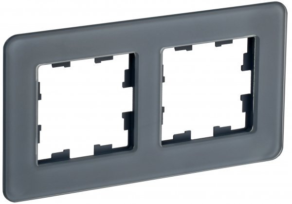IEK BRITE DECOR Графит матовый стекло скругл.угол Рамка 2-м РУ-2-2-Бр RE