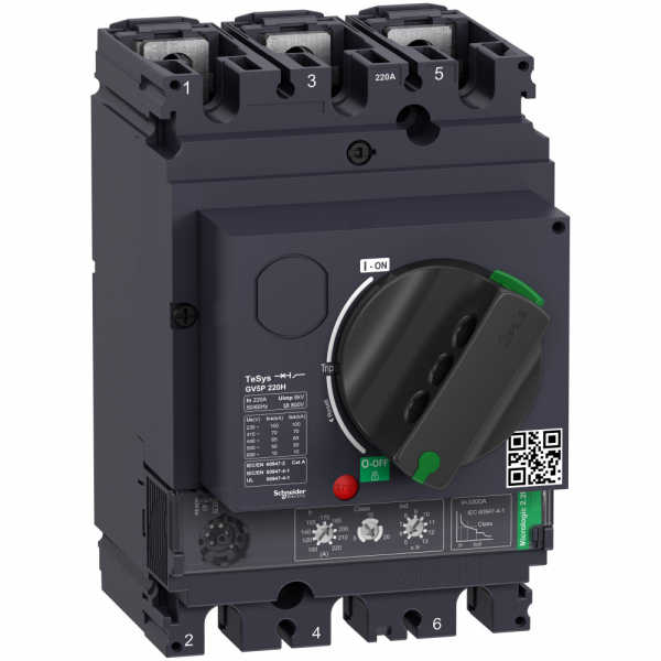 Schneider Electric АВТОМАТИЧЕСКИЙ ВЫКЛЮЧАТЕЛЬ GV5P С КОМБИНИРОВАННЫМ РАСЦЕПИТЕЛЕМ 220A 70kA