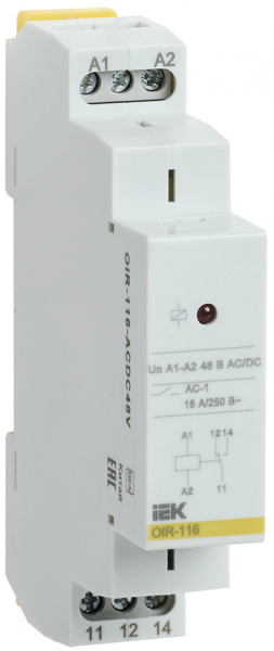 IEK ONI Промежуточное реле OIR 1 контакт (16А) 48 В AC/DC
