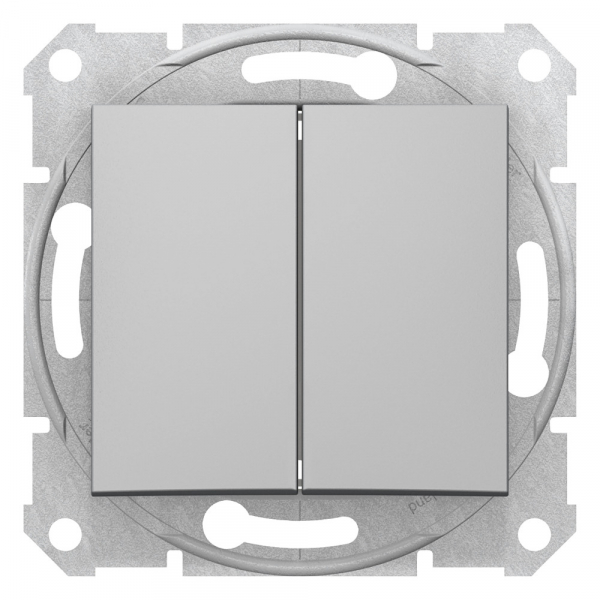 Schneider Electric Sedna Алюминий Переключатель 2-клавишный 10А (сх.6+6)