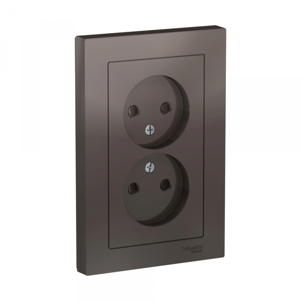 Systeme Electric AtlasDesign Мокко Розетка б/з двойная, со шторками,16А, в сборе
