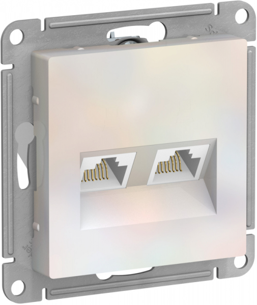 Systeme Electric AtlasDesign Жемчуг Розетка двойная компьютерная RJ45+RJ45, кат.5E, механизм