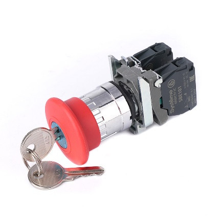 Systeme Electric Кнопка аварийного останова SB4 в сборе 22мм 40мм ключ металл 1НО+1Н