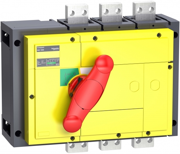 Schneider Electric Compact INS/INV Выключатель-разъединитель INS1600 3P красная рукоятка/желтая панель
