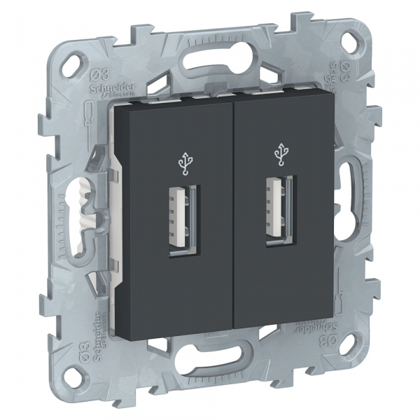 Schneider Electric Unica New Антрацит Розетка USB двойная