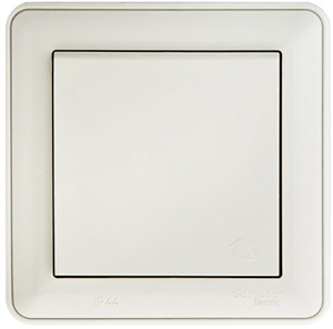 Systeme Electric Wessen 59 Aqua Бел Розетка с/з с крышкой с защитными шторками IP44 (в сборе, с рамкой)