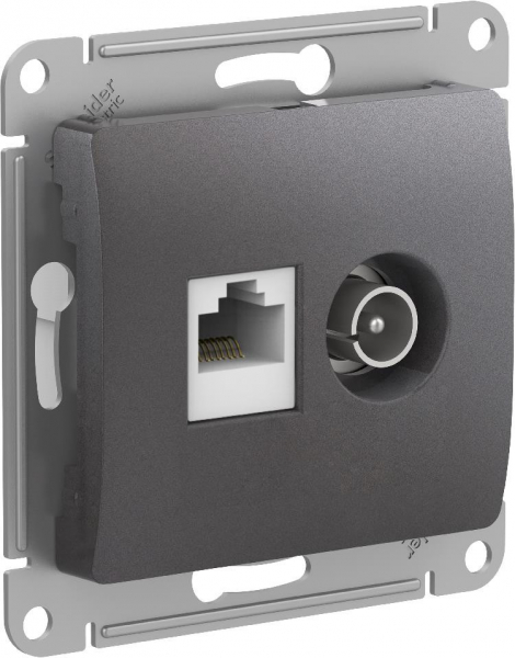 Systeme Electric Glossa Графит Розетка двойная TV + компьютерная RJ45, кат. 5Е