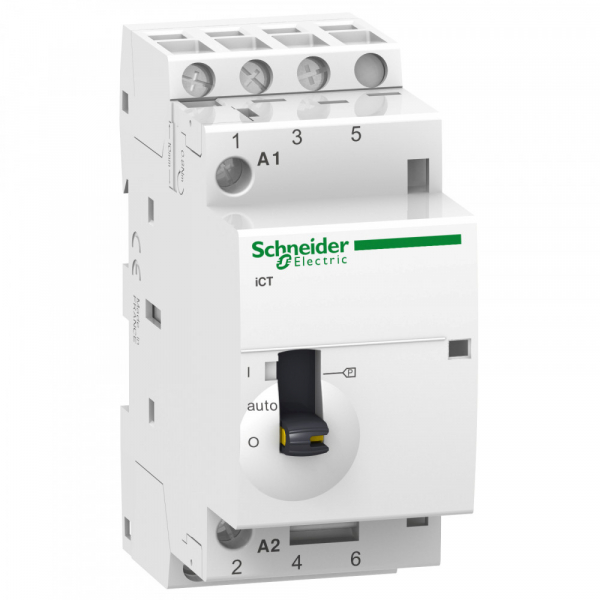 Schneider Electric Acti 9 iCT25A Контактор модульный с ручным управлением 3НО 220/240В АС