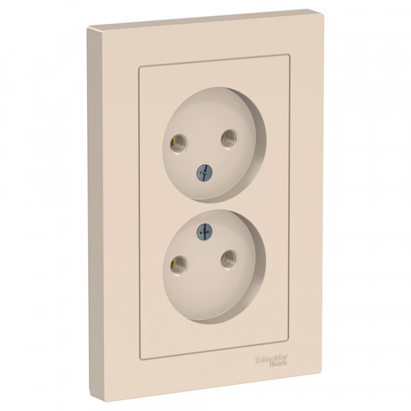 Systeme Electric AtlasDesign Беж Розетка б/з двойная, 16А, в сборе