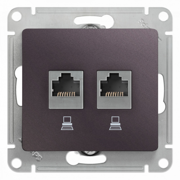 Systeme Electric Glossa Сиреневый туман Розетка 2-ая компьютерная RJ45+RJ45, кат.5E