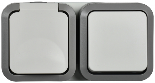 IEK TORS Блок розетка + выключ. гор. 16А IP55 TS242 белый