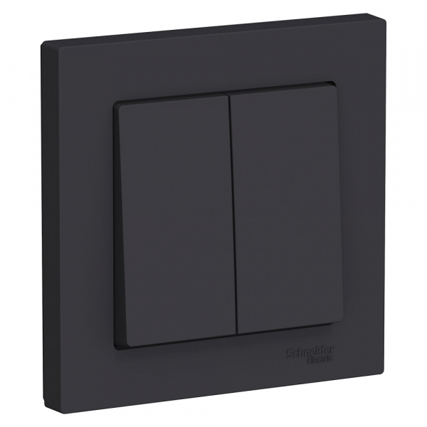 Systeme Electric AtlasDesign Карбон Выключатель 2-клавишный сх.5, 10АХ, в сборе